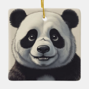 Ornamento De Cerâmica Panda Cartoon Drawing Art