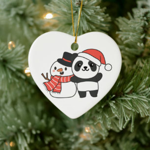 Ornamento De Cerâmica Panda Com Snowman No Inverno Para A Cerâmica De Na