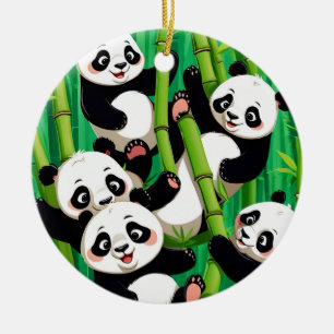 Ornamento De Cerâmica Panda de Bambu