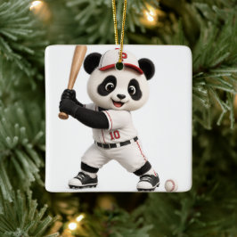 Ornamento De Cerâmica Panda de beisebol 