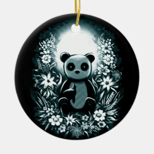 Ornamento De Cerâmica Panda Moon