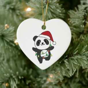 Ornamento De Cerâmica Panda Natal Animais de inverno Pandas Cerâmica Orn