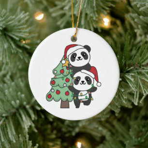 Ornamento De Cerâmica Panda Natal Árvore de Natal Pandas