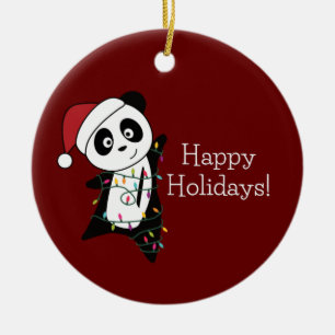 Ornamento De Cerâmica Panda Natal Neve Animais de inverno Pandas Cerâmic