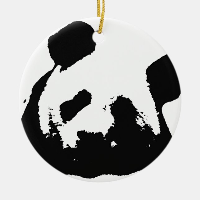 Ornamento De Cerâmica Panda Pop de Arte Negra (Frente)