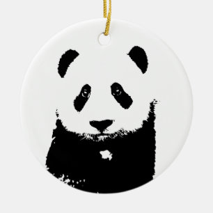 Ornamento De Cerâmica Panda Preta e Branca