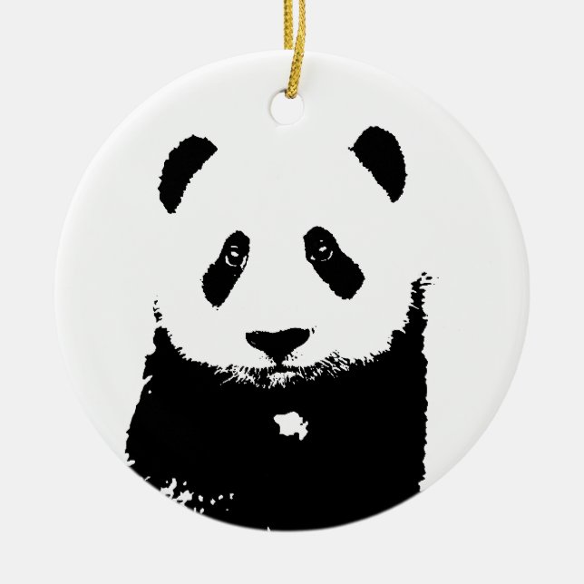 Ornamento De Cerâmica Panda Preta e Branca (Frente)