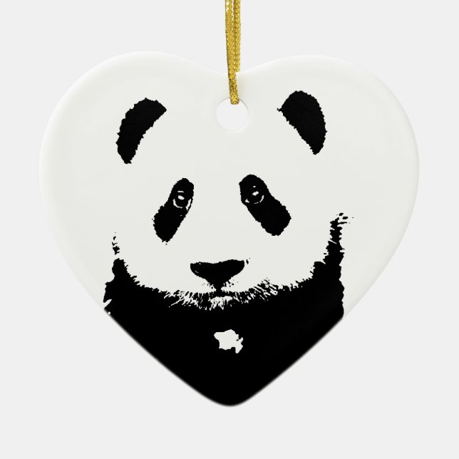 Ornamento De Cerâmica Panda Preta e Branca (Frente)
