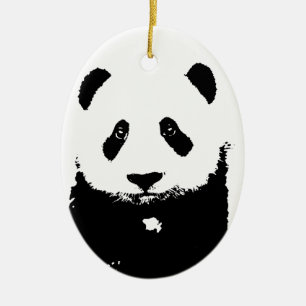 Ornamento De Cerâmica Panda Preta e Branca