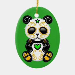 Ornamento De Cerâmica Panda verde do açúcar do zombi