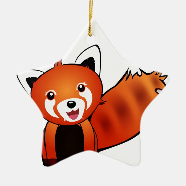 Ornamento De Cerâmica Panda Vermelho (Frente)