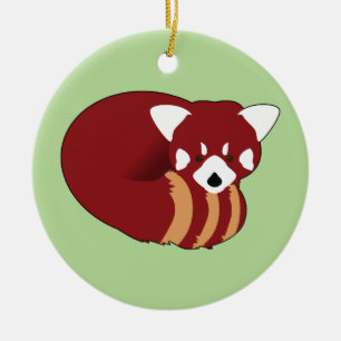 Ornamento De Cerâmica Panda Vermelho