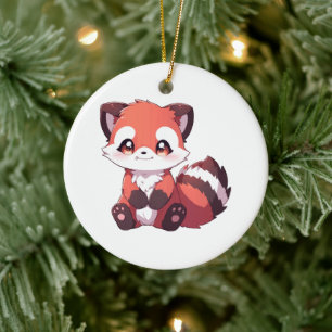 Ornamento De Cerâmica panda vermelho fofo