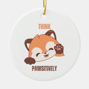Ornamento De Cerâmica Panda vermelho: Pense positivamente
