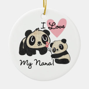 Ornamento De Cerâmica Pandas eu amo minha Nana