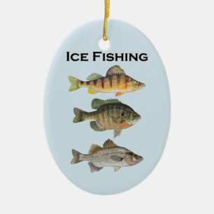 Ornamento De Cerâmica Panfish da pesca do gelo