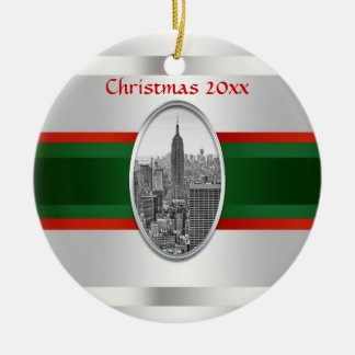 Ornamento De Cerâmica Panorama de NYC: Empire State Building Xmas #3W