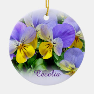 Ornamento De Cerâmica Pansias - Roxo e Amarelo