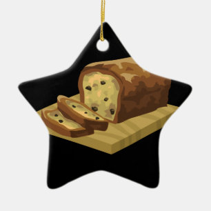 Ornamento De Cerâmica Pão de abobrinha com Comida