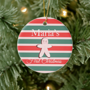 Ornamento De Cerâmica Pão de gengibre Primeiro Natal Feliz Natal