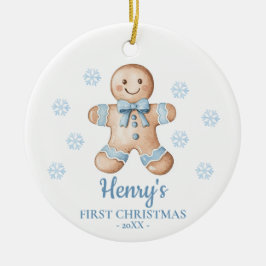 Ornamento De Cerâmica Pão de Mel Personalizado Primeiro Natal do Bebê