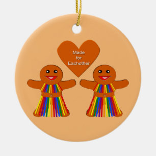 Ornamento De Cerâmica Pão de Natal lésbico - Casal para senhoras