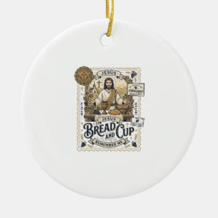 Ornamento De Cerâmica Pão E Cálice Jesus Comunhão Fé Cristã Vint