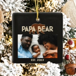 Ornamento De Cerâmica Papa Bear Father Year Established Photo Black