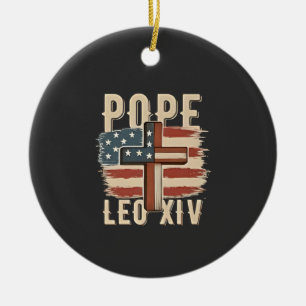 Ornamento De Cerâmica Papa Leão XIV Igreja Cristã Da Pope EUA Bandeira