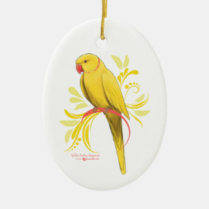 Ornamento De Cerâmica Papagaio amarelo de Ringneck do indiano
