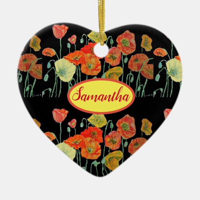 Ornamento De Cerâmica Papagaios Amarelos Laranja Arte Floral Papanicolau (Frente)