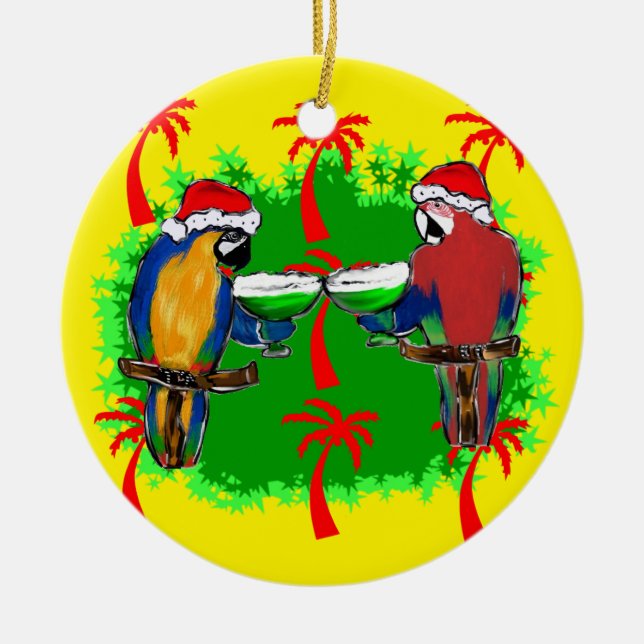 ORNAMENTO DE CERÂMICA PAPAGAIOS DE NATAL (Frente)