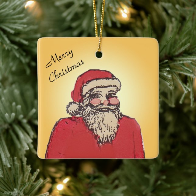 Ornamento De Cerâmica Papai Noel Alegre com Seu Texto (Árvore)