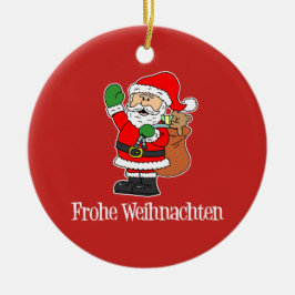 Ornamento De Cerâmica Papai noel alemão do Natal de Frohe Weihnachten