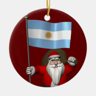 Ornamento De Cerâmica Papai Noel, Alferes Da Argentina