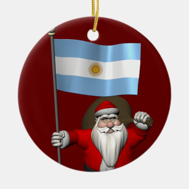 Ornamento De Cerâmica Papai Noel, Alferes Da Argentina (Frente)