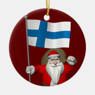 Ornamento De Cerâmica Papai Noel, Alferes Da Finlândia Suomi