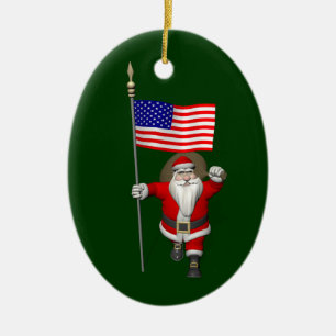 Ornamento De Cerâmica Papai Noel, Alferes Dos Estados Unidos