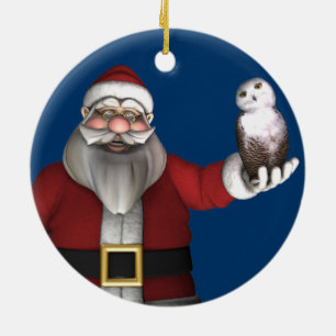 Ornamento De Cerâmica Papai Noel ama Snowy Owl