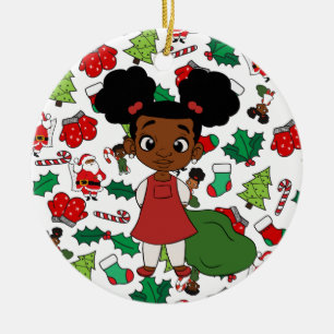 Ornamento De Cerâmica Papai noel Bag Girl1