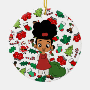 Ornamento De Cerâmica Papai noel Bag Girl2