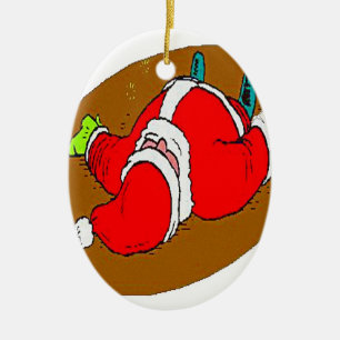 ORNAMENTO DE CERÂMICA PAPAI NOEL BÊBEDO