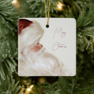 Ornamento De Cerâmica Papai Noel Branco Vermelho Natal