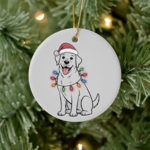 Ornamento De Cerâmica Papai noel Cachorro de Natal Labrador Mãe de sempr