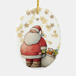 Ornamento De Cerâmica Papai Noel Caprichoso Fofo com estrela