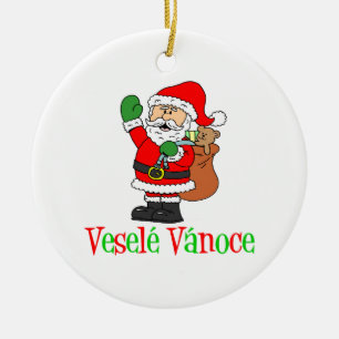 Ornamento De Cerâmica Papai noel checo do Natal de Vesele Vanoce