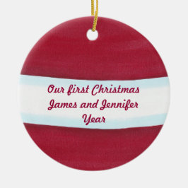 Ornamento De Cerâmica Papai Noel Cintura Vermelho Branco Nosso Primeiro 