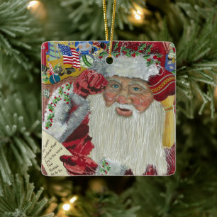 Ornamento De Cerâmica Papai Noel Clássico - Verificando Duas Vezes 2 Lad