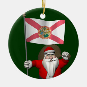 Ornamento De Cerâmica Papai Noel com a bandeira de Florida