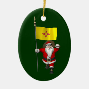 Ornamento De Cerâmica Papai Noel com a bandeira de New mexico